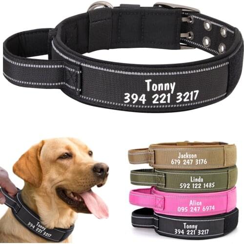 Military Dog Collar Tactical Personalized Dog Collar Reflective Pet Collars For Medium Large Dogs German Shepherd Training Walk