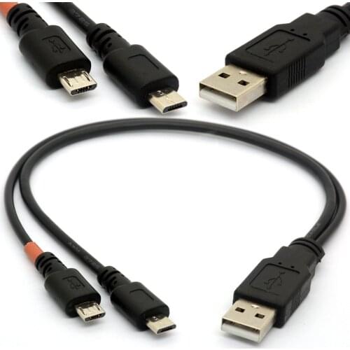 Micro USB CABLE Y SPLITTER USB 2.0 A to Dual Micro B POWER enhancer HUB Adapter
