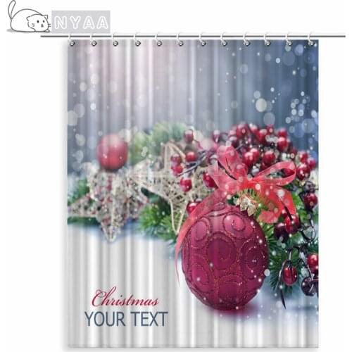 Christmas Printed Bathroom Shower Curtain Snowman Santa Claus Elk Waterproof Polyester Fabric Bath Curtains Home Decoration