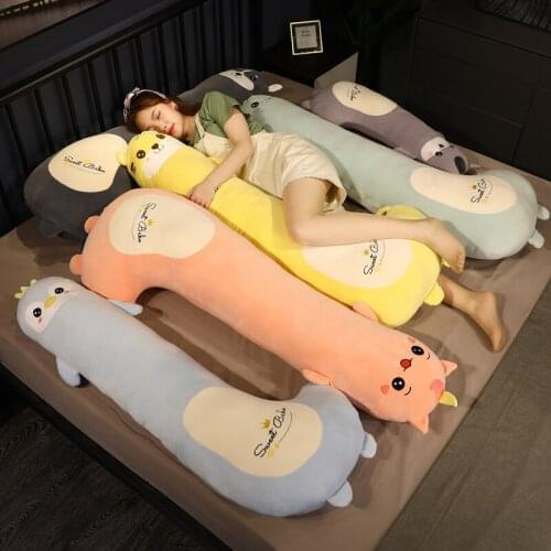 1pc 80/100cm Kawaii Cartoon Animal Long Pillow Bear&Tiger&Humster&Pig&Cat&Penguin Stuffed Sleeping Dolls Best Gift For BabyToy