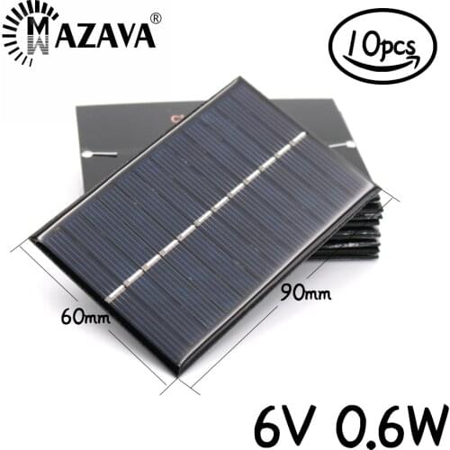 10pcs 6V 0.6W 100mA Solar Cells Phone Charger Home Improvement Solar Panel 90mm*60mm Polycrystalline Silicon