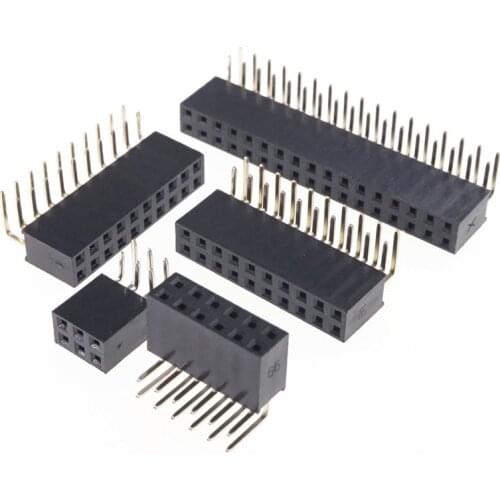 2.54 mm PCB Female Header double Row Right Angle 2.54MM DIP Horizontal 4 6 8 10 12 14 16 18 20 24 26 30 34 40 50 60 80 Pin