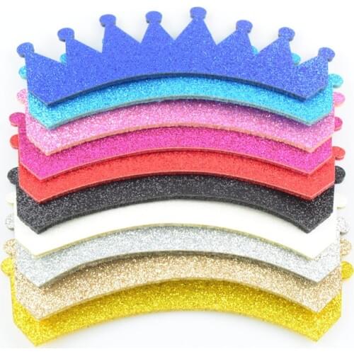 200pcs/lot 3.8x1.2 Inch Shiny Felt Crown Unfinished Supply DIY Girl 1st Birthday Hair Accessories 10 Color U Pick GC01