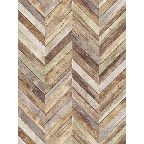 3M/Roll Peel And Stick Removable Handpainting Herringbone Wood Panel Self-Adhesive Prepasted Wallpaper Wall Mural Easy To Clean