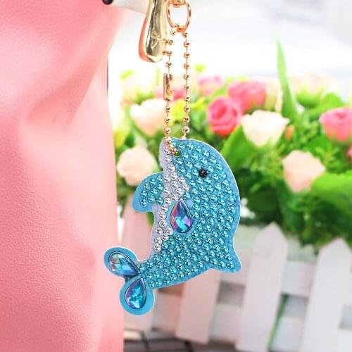 5D Diamond Painting Pendant Kit DIY Diamond Painting Animal Marine Life Bag Keyrings Jewelry Key Ring Mosaic Art Gifts