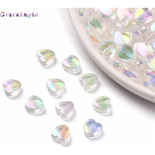 100PCS Heart Shape Acrylic Beads Loose Spacer Beads For Jewelry Making Bracelet DIY Shiny Earrings Bracelet Accessores Necklace