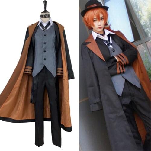 Anime Bungo Stray Dogs Nakahara Chuuya Cosplay Costumes Men Chuuya Suits Wig Hats Halloween Costumes For Women CS178