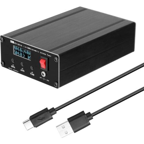 ATU100 1.8-50Mhz Automatic Shortwave Antenna Tuner USB Type-C Rechargeable with 0.91inch OLED Display Antenna Tuner