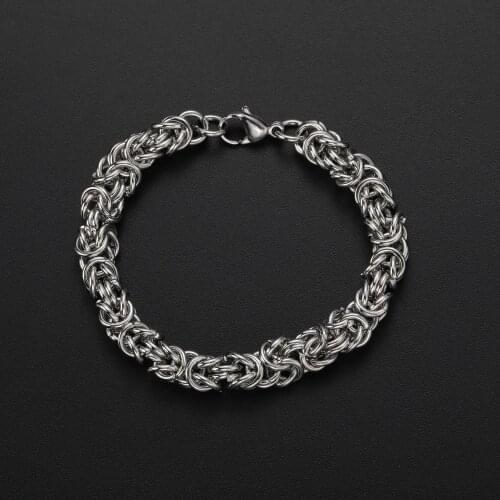 Width 8MM Mens Stainless Steel Chain Bracelet Fashion Punk Hip Hop Jewelry Will Not Discolor Link Bracelet Length 20CM