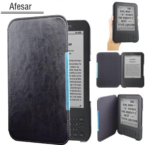Flip Book cover case for Amazon Kindle 3 3rd D00901 Ereader leather pocket case magnet closured Kindle Keyboard (3rd Gen) pouch
