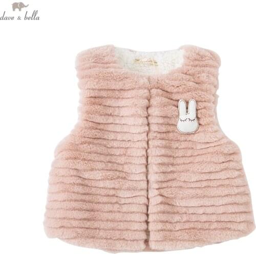 DB18904 dave bella winter baby girls cute cartoon coat children fashion children girl sleeveless vest