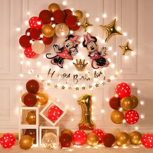 Disney Mickey Minnie Mouse Baby Boy Girl First Birthday Party Decoration Scene Decoration Balloon Baby Shower Decorations Toy
