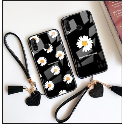For OPPO A12 A12E A52 A72 A92 A9 A5 2020 Case Peaceminusone Daisy Hard Glass Cover For OPPO A31 A5S A3S F11 Pro f7 F9 Give Strap