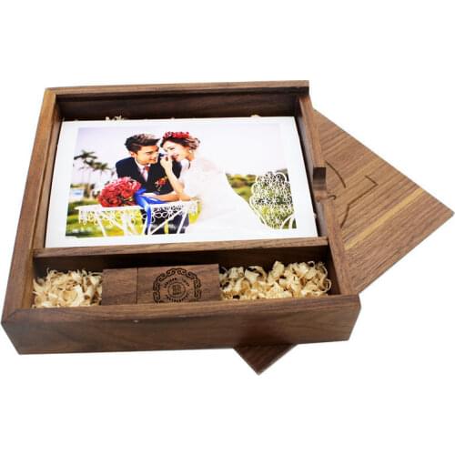 Photo Wooden Box USB 2.0 Flash Drive 4GB 8GB 16GB 32GB 64GB 128G Wedding Gifts Pen Drives Real Capacity Memory Stick Photography