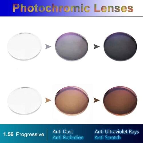 New 1.56 Super Tough Photochromic Digital Free-form Progressive Lenses Light Sensitive Color Changing Fast Change Lens