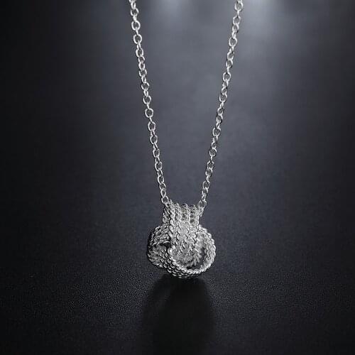 Hot sale 925 Sterling Silver Fashion Jewelry 18 inches Charm Weave Ball Pendant Necklace For Women Wedding Birthday Gifts