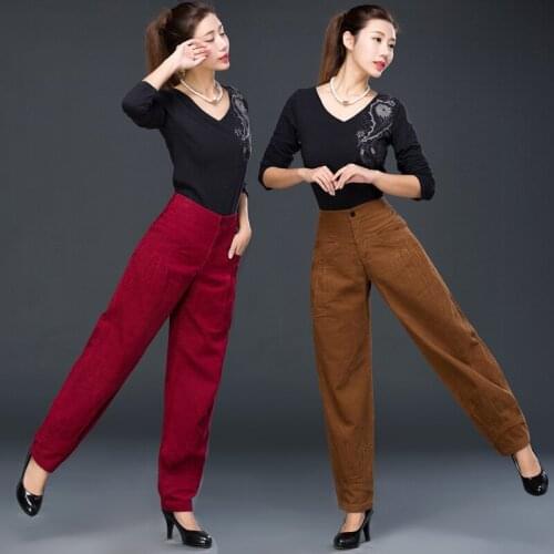 Cotton autumn and winter middle-aged Wide-leg pants mother pants new corduroy pants loose radish pants casual trousers