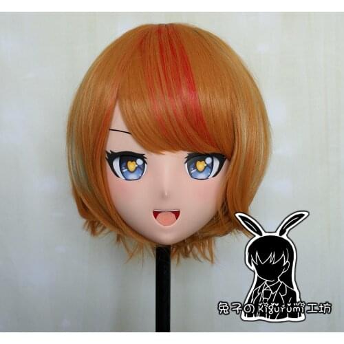 Rabbit 109) Resin Cross-Dress Lolita Girl Head BID Doll Mask Japanese Anime Production.I.G Yuzuriha Inori Kigurumi Mask Cosplay