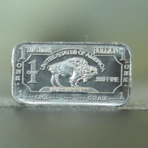 Hot new prodducts Metal Crafts Old Coin Prices 1 Gram Tantalum Buffalo Bar Cmcmint A98B