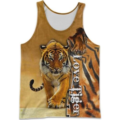 Mens Harajuku Fashion Vest Beautiful Animal Tiger 3D Printing Vest Summer Street Mens and Womens Casual Vest