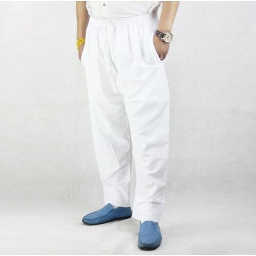 Men Abaya Arab Muslim Islamic Trousers Arabic Ramadan Pants Saudi Arabia Mubarak Pakistan Clothing Wide Leg Loose Cotton Bottoms