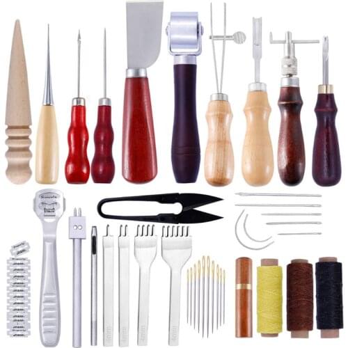 Professional Handmade Sewing Leather Craft Tools Kit Punch Stitching Carving Working Groover Accessories