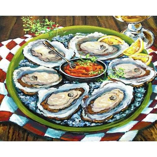 DIY Painting By Numbers Oysters on the Half Shell Kit Oil Picture By Numbers Wall Art Painting on Canvas Home Decoration Gift