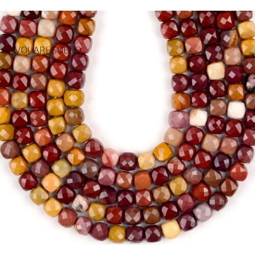 Natural Gem Mookaite Faceted Square Beads For Jewelry Making DIY Needlework Spacer Stone Beads Bracelet Charms Accessories 15