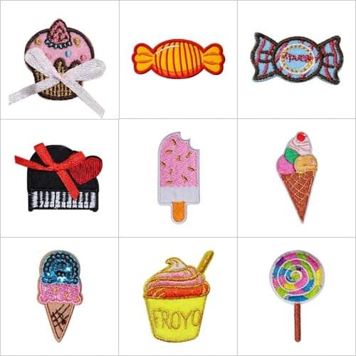 New Arrival Cake Candy Ice Cream Embroidery Patches Letters Clothing Decoration Accessories Diy Iron Heat Transfer Applique