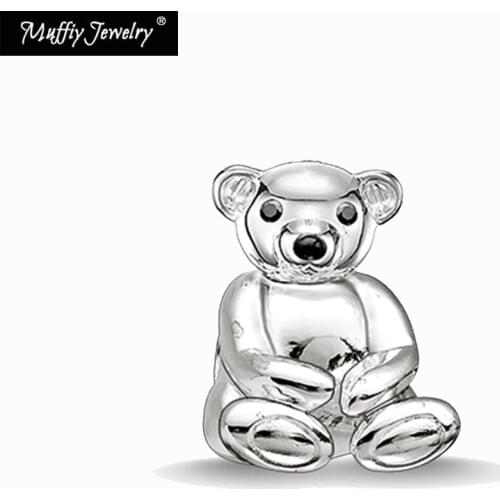 Charm Beads Teddy Bear,Karma Europe 2017 Brand New Good 5mm Hole Women Cute Fashion Jewelry Fit Key Necklace Bracelet Earring
