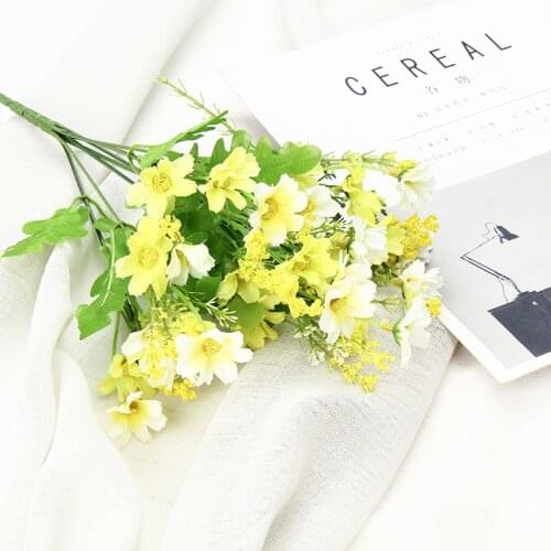 Pastoral Multicolor Daisy Flower Head Mini Silk Artificial Flower Wedding Engagement Party Home Decoration DIY Garland Headdress