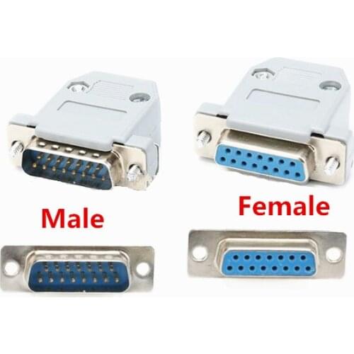 D-sub DB15 serial port connector DB15 female or male socket Plug connector 15 Pin copper COM adapter with Plastic Case DIY