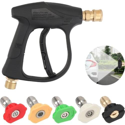 Pressure Washer Gun with 5Pcs Color Spray Nozzles M22 4000PSI 1/4" Quick Release Snow Foam Gun Short Spray Gun for Car Cleaning
