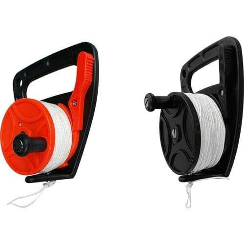 Scuba Diving Diver Dive Reel With Thumb Stopper, 150ft Line - Orange / Black