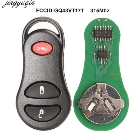 Jingyuqin Remote Car Key 315MHZ For Dodge Jeep fit Chrysler Concorde 300M 2001-2004 GQ43VT17T 3 Buttons Keyless Fob
