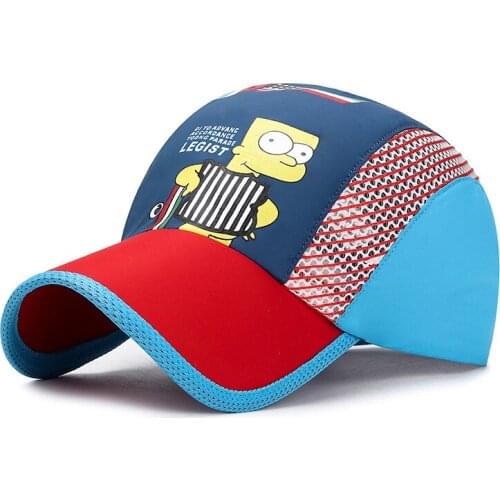 QBHAT Summer Children Fast Dry Net Cap Cartoon Printing Mesh Baseball Hats Patchwork Gorras Casual Travel Sport Cap Sunhat