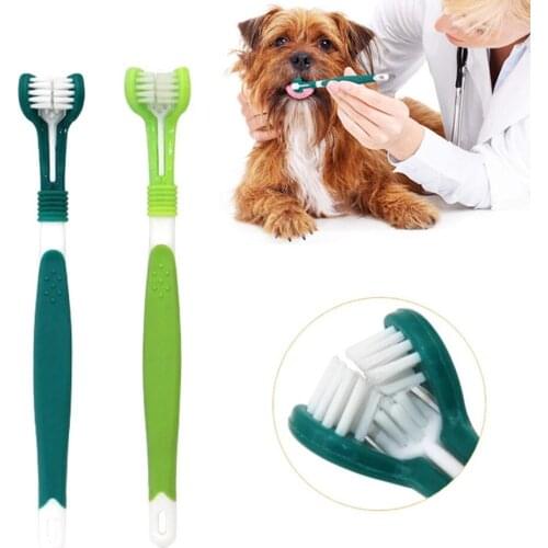 Three-head Pet Toothbrush Multi-angle Dog Teeth Cleaning Brush French Bulldog Oral Care Dog Tartar Cleaning Tool Pet Supplies