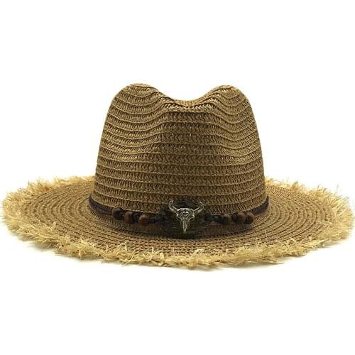 2020 New Panama Straw Hats,Womens Sun Hat Summer Wide Brim Floppy Fedora Beach Cap UV Protection Cap