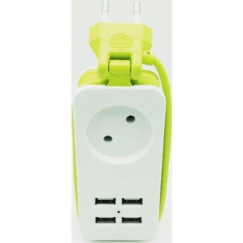 2 Round Pin EU RUS Plug EU Plug 1.5M Extension Cable Socket Outlet Portable Travel Power Strip with 4 USB1 EU AC Outlet
