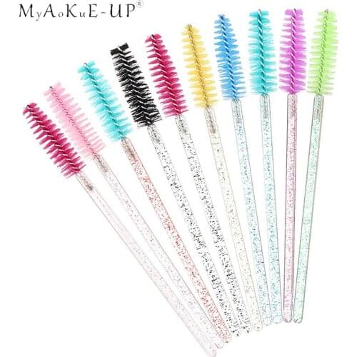 High Quality Cosmetic Eyelash Brush Crystal Mascara Wands Applicator Diamond Eyelashes brushes Disposable Make Up brushes Tools