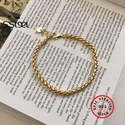 SSTEEL 925 Sterling Silver Bracelets For Women Gold Bracelet Pulseras Plata De Ley Mujer Bransoletki Damskie Fine Jewelry