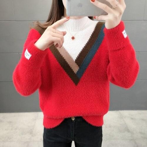 Pullover Women Sweaters Mink Wool Sweater Winter Knitted Pullovers Sweater Plus Size Women Clothing