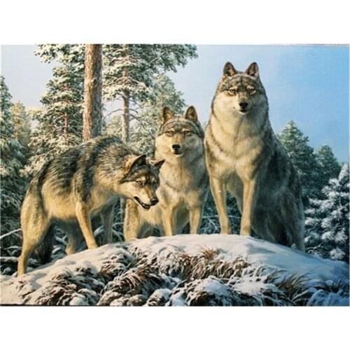 Animal Wolf DIY 11CT Embroidery Cross Stitch Kits Craft Needlework Set Cotton Thread Printed Canvas Home Decoration Sell