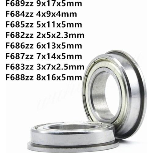 2-10pcs F682ZZ F683ZZ F684ZZ F685ZZ F686ZZ F687ZZ F688ZZ F689ZZ Flange Ball Bearing Thin Wall Metal Shielded Flanged Bearings