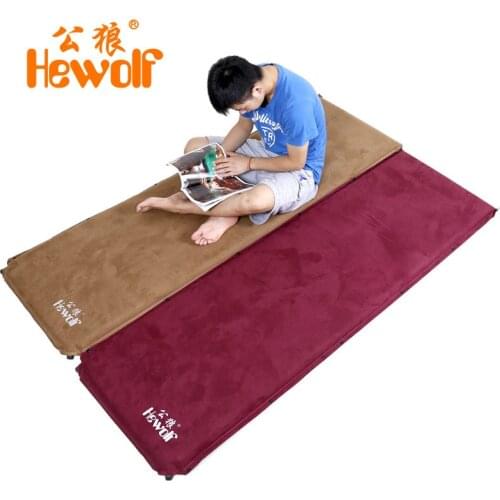 2Pcs/1lot!Hewolf 6.5cm Thick Suede Automatic Inflatable Cushion Moisture-proof Mattress Outdoor Camping Tent Mat Nap Mats