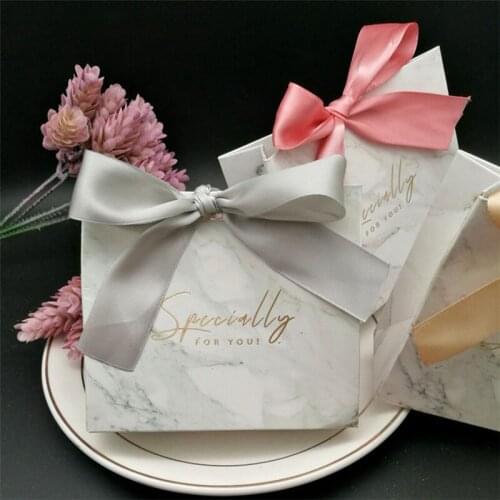 20/50/100pcs Mini Grey Marble Pattern Gift Bags With Ribbons For Christmas Baby Shower Wedding Party Favors Candy Wrapping Boxes
