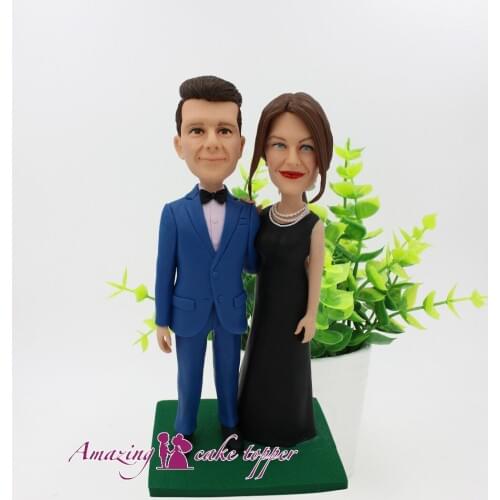 2019 AMAZING CAKE TOPPER Simple and elegant black dress Toys Custom Polymer Clay Figure From Pictures