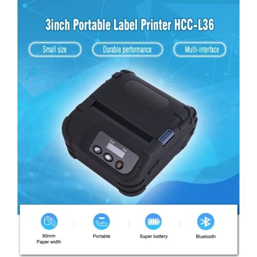 3 Inch 80mm Mobile Portable Thermal Bluetooth Label Barcode Printer with LCD Display HCC-L36