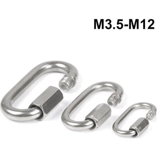 304 Stainless Steel Screw Lock Climbing Gear Carabiner Quick Links Safety Snap Hook Chain Connecting Ring Carabiner Chain Buckle