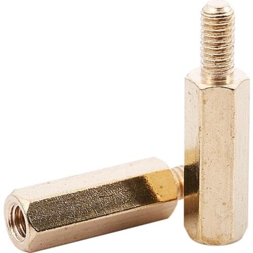 50 Pcs M3 m Male Female Brass PCB Spacer Hex Stand-Off Pillar 20mm